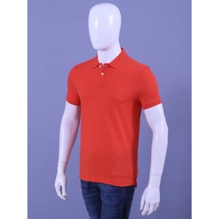REDLINE MENS DARK ORANGE SOLID POLO T-SHIRTS