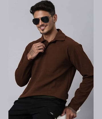 clafoutis Men Polyester Regular Fit Solid Polo T Shirt ( Brown )