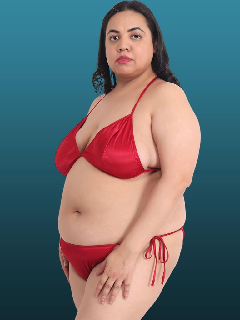 Plus Size Sexy Maroon Honeymoon Bridal Bikini Set 11M - Nightwear & Loungewear | Buy online on ZillyBuy