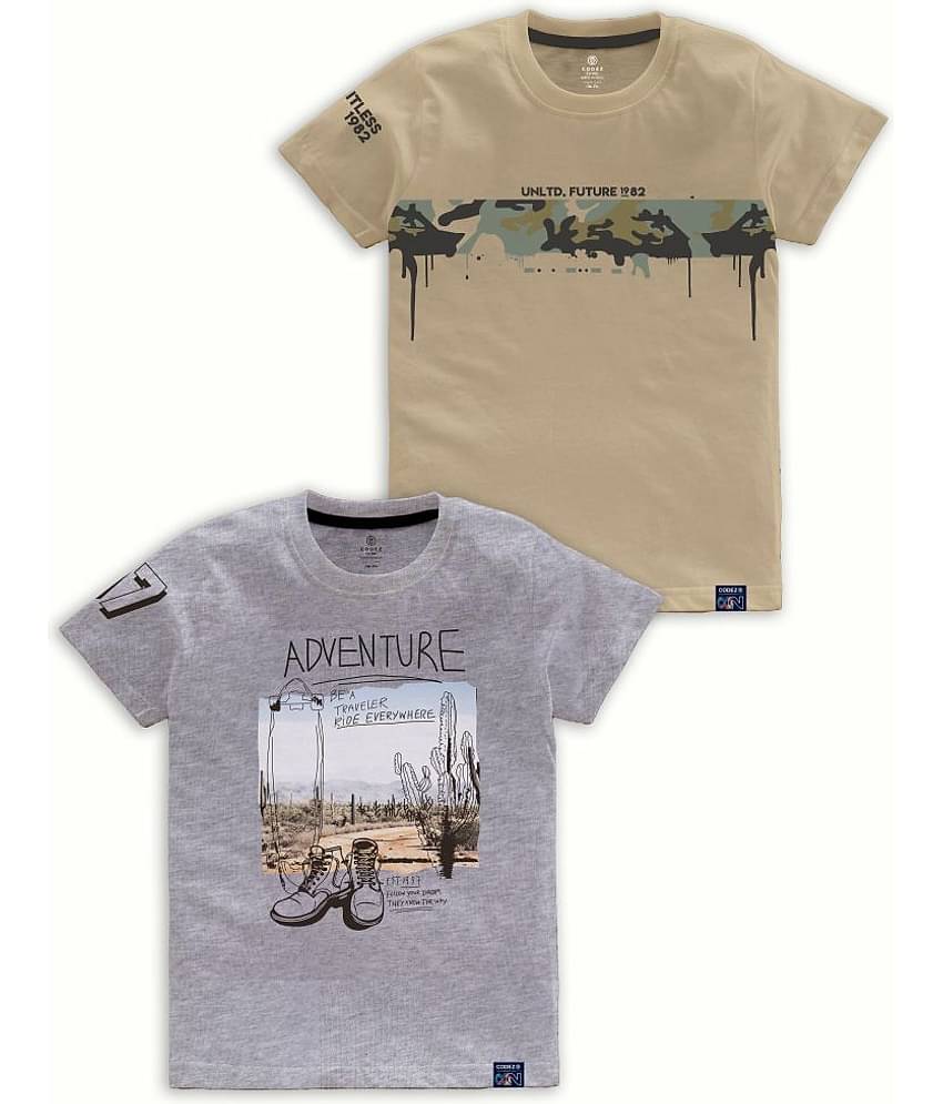 CODEZ Pack of 2 Boys Cotton Blend T-Shirt ( Multi Color )