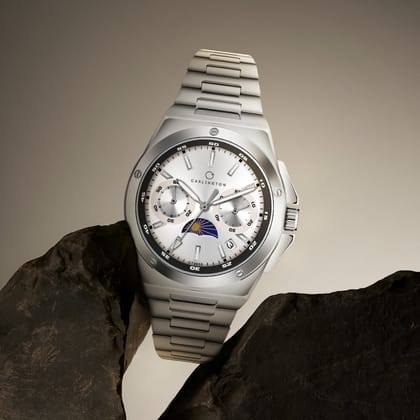 Carlington Legacy Series Analog Wrist Watches With Sun & Moon Face With Stainless Steel Strap for Men - CT 9955