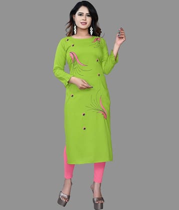haya fashion - Lime Green Rayon Women's Straight Kurti ( Pack of 1 )
