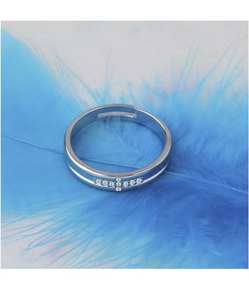 Silver Plated Stylish Solitaire Adjustable Ring For women Girls