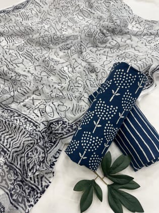 Cotton Suit With Chiffon Suit