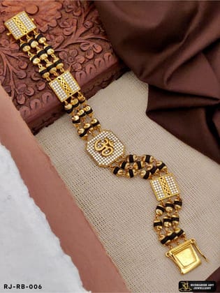 High Quality 3 Line Rudraksh OM Bracelet-01 for Men RB-006-8 inch