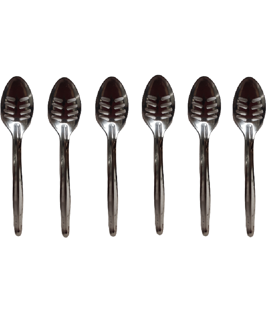 Dynore - Silver Stainless Steel Serving Spoon ( Pack of 6 )