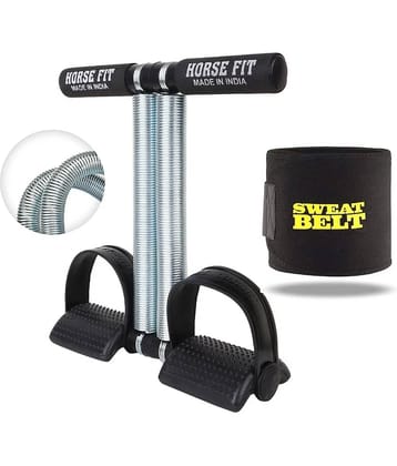 HORSE FIT Tummy Trimmer and Sweat Slim Belt Abs Exercises Fat Buster Weight Loss Fitness Home Gym Workout Equipment For Men and Women (Multicolor)