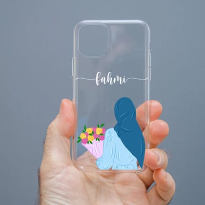 Personalized Cute Girl Transparent Silicon Case Customised with Name for Oppo, Vivo, Redmi, Realme, Poco, Mi, OnePlus, Samsung, iPhone, and More - design 7
