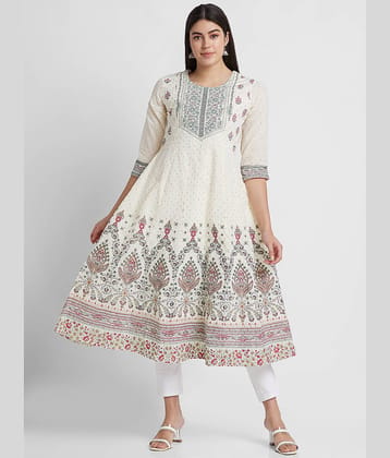 Globus - Off White Cotton Women's Anarkali Kurti ( Pack of 1 )