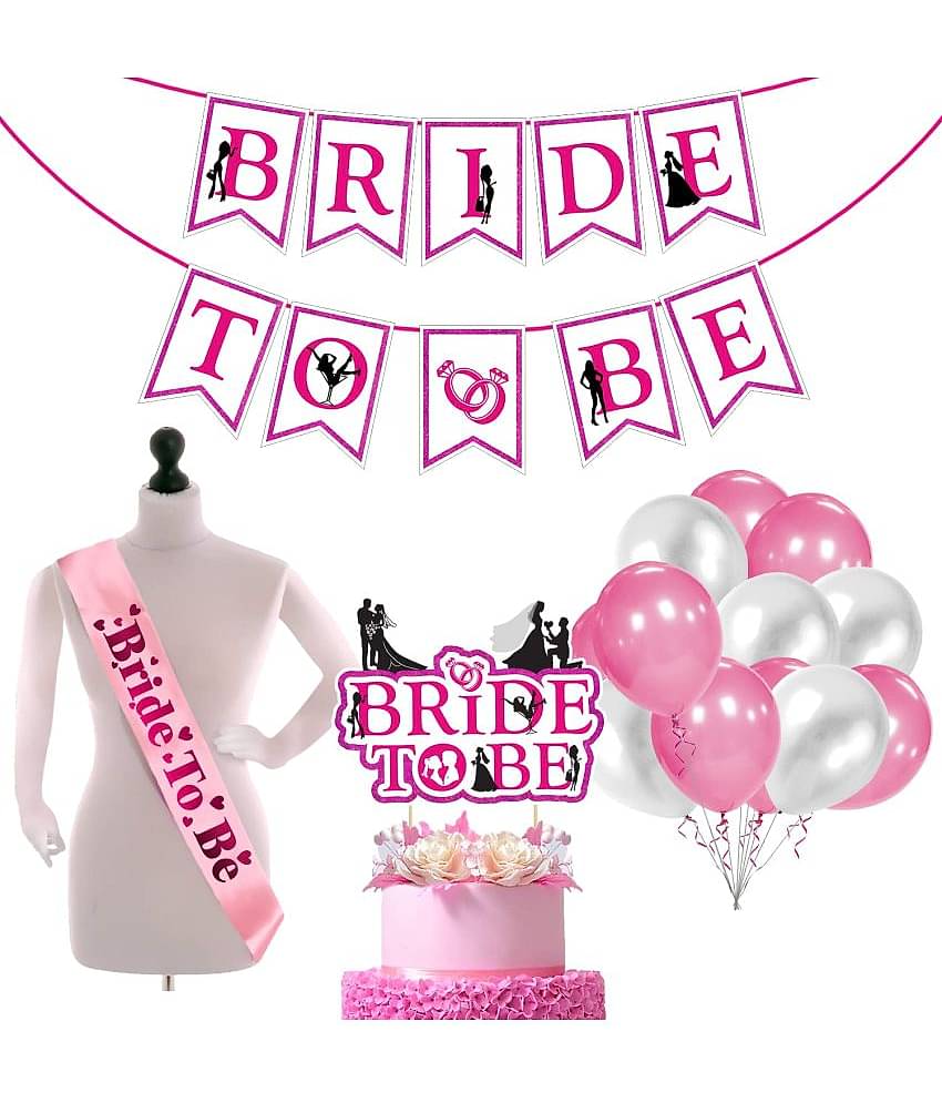 Zyozi Bridal Shower & Bachelorette Party Set -Bride to Be Banner,Cake Topper with Bride to Be Sash and Metallic Balloons (Pack of 28)