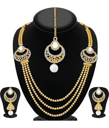 Sukkhi Alloy Golden Long Haram Traditional 18kt Gold Plated Necklaces Set