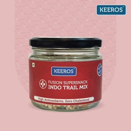 Keeros Slightly Sweet & Crunchy Indo Trail Mix, Healthy & Diabetic Friendly Fusion Super Snack, 115 gm Keeros Slightly Sweet & Crunchy Indo Trail Mix, Healthy & Diabetic Friendly Fusion Super Snack, 115 gm