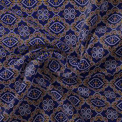 Tiny Yellow And White Doted Digital Printed Fabric - Crepe-Polyester / Silk Crepe / 110 CM | 43 Inch