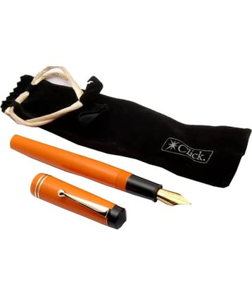 Click Aristocrat Gold Retro Style Orange Acrylic Fountain Pen With Flex Nib