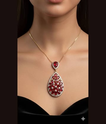 Abrexo Red Crystal Necklace ( Pack of 1 )