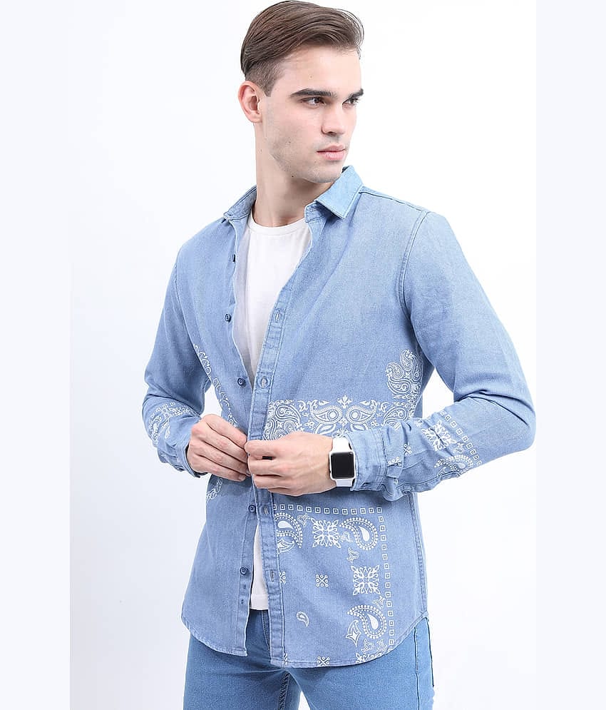 Ketch Cotton Blend Regular Fit Printed Full Sleeves Men's Casual Shirt - Blue ( Pack of 1 )