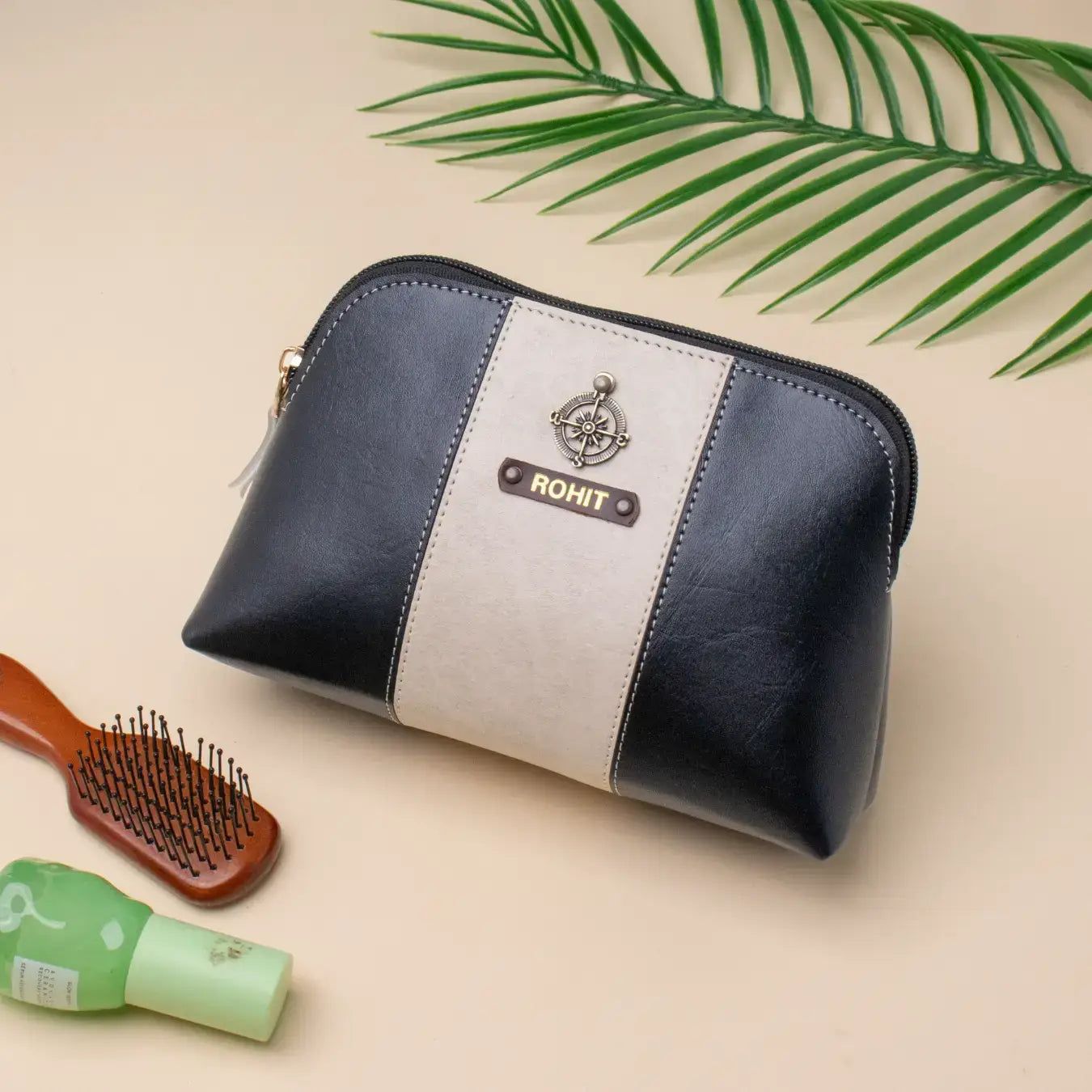 PERSONALISED MULTIPURPOSE POUCH STRIPE - BLACK-Black