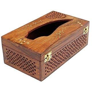 Zaidiee Limited Wooden Tissue Box Holder Rectangular Tissue Holder Dispenser for Dining Room Kitchen Bedroom Dressers and Home Decor Size - (LxBxH - 11x6x4 Inch)