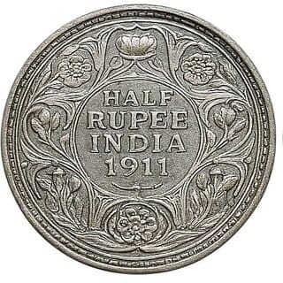 India - British  Rupee 1911 - George V Rare Silver- Plated - Collectible