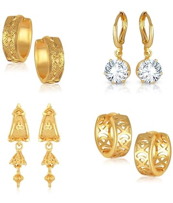Vighnaharta Golden Stud Earrings ( Pack of 4 ) - Golden