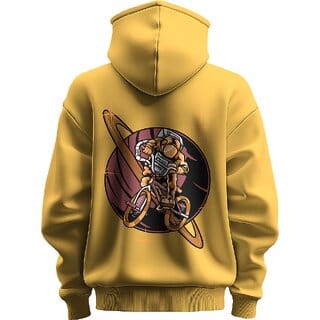 BULL CLOTHING Men's Galactic Rider Mustard Hoodie  Soft  Durable 280 GSM Fleece  Perfect for Comfort and Style (L)