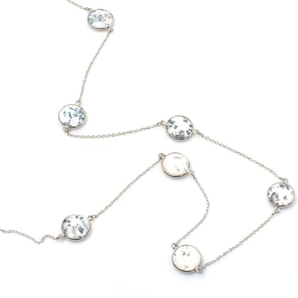 Dendrite Agate Long Gemstone Necklace | 925 Silver for Woman-Free / Silver / 40 Inches