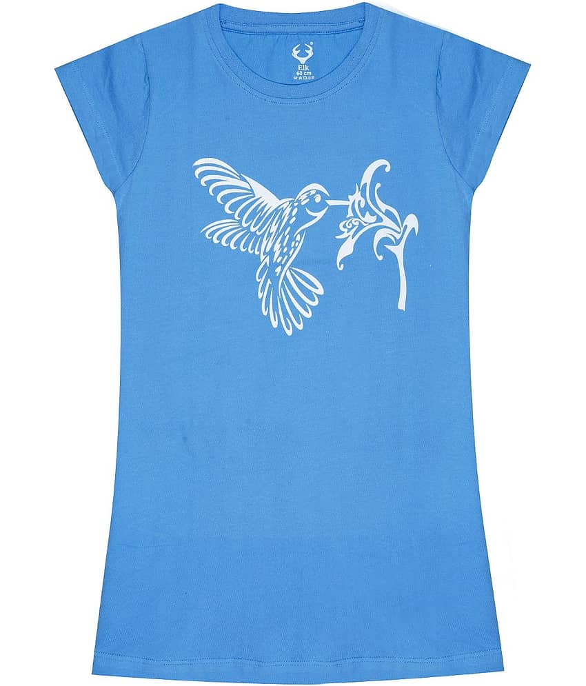 E1K Pack of 1 Girls Cotton T-Shirt ( Blue )