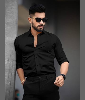 Laadli Cotton Blend Regular Fit Full Sleeves Men's Formal Shirt - Black ( Pack of 1 )