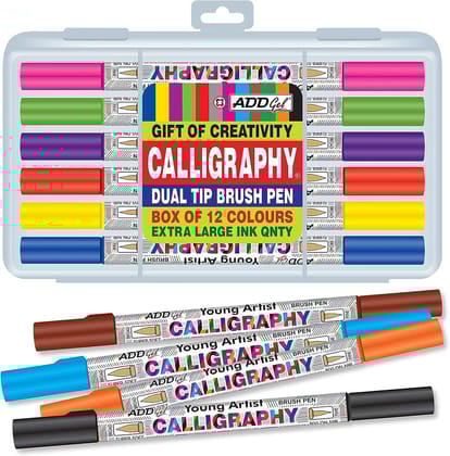 Add gel calligraphy dual tip brush pen