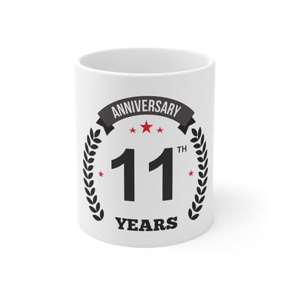 DARSHANS Ceramic 11th Anniversary Printed Coffee Mug (Color: White, Capacity:330ml) DARSHANS Ceramic 11th Anniversary Printed Coffee Mug (Color: White, Capacity:330ml)