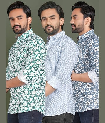 ADWYN PETER 100% Cotton Regular Fit Printed Full Sleeves Men's Casual Shirt - Multicolor 12 ( Pack of 3 )