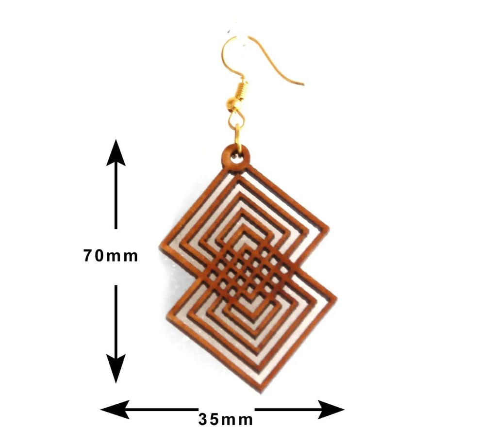Geometric Wooden Earrings - Lightweight and Stylish