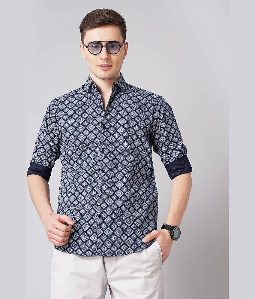 Paul Street - Navy Blue 100% Cotton Slim Fit Men's Casual Shirt ( Pack of 1 )