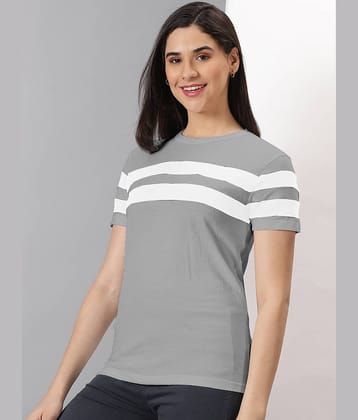 AUSK Women Cotton Blend Striped Regular Fit Round Neck T-Shirt ( Maroon )