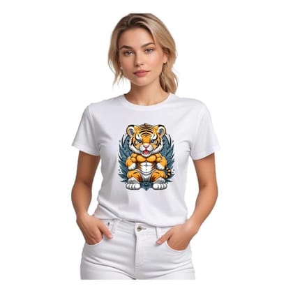 Generic Women's Cotton Blended Solid Round Neck Half Sleeve T-Shirt