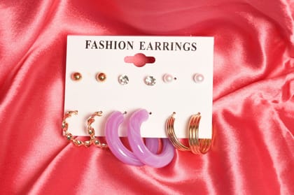 Multi Fashion Earring Set-Lilac