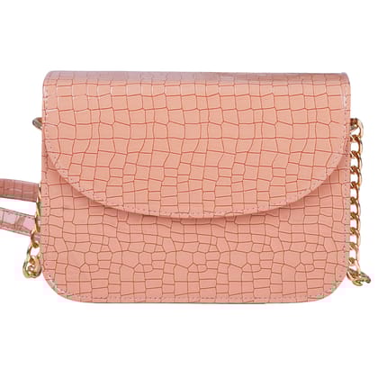 The Wallet Store Premium Brick Style Leather Sling Bag - Peach