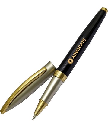 UJJi Half Satin Color Pen with Advocate Logo Engraved Golden Part (Blue Ink) Roller Ball Pen