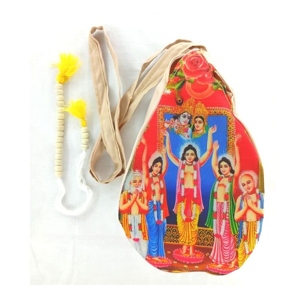 MAYAPURI Gour Nitai Printed Chanting Bag/Japa Bag with Sakshi Mala Counter - Pooja Needs | Buy online on ZillyBuy
