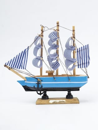 Blue Wooden Marine Nautical Sailing Boat Ship Ornament