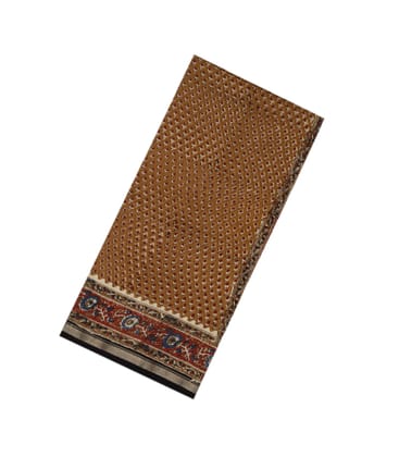 Brown Handloom Chanderi Cotton Saree With Printed Floral Motifs-Brown