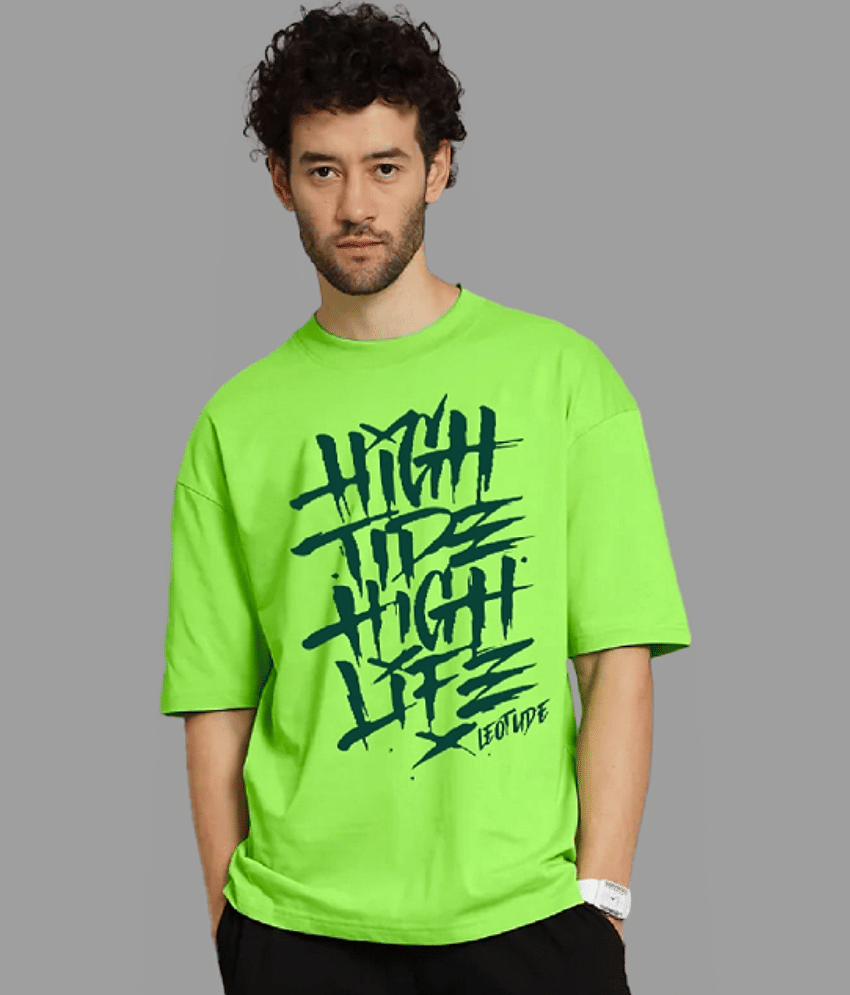 Leotude Pack of 1 Cotton Blend Regular Fit Men's T-Shirt ( Green )