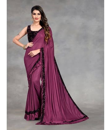 A TO Z CART Lycra Embellished Saree With Unstitched Blouse Piece ( Wine )