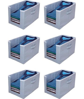 SH. NASIMA Non Woven Fabric Wardrobe Organizer (Grey) - Pack of 6
