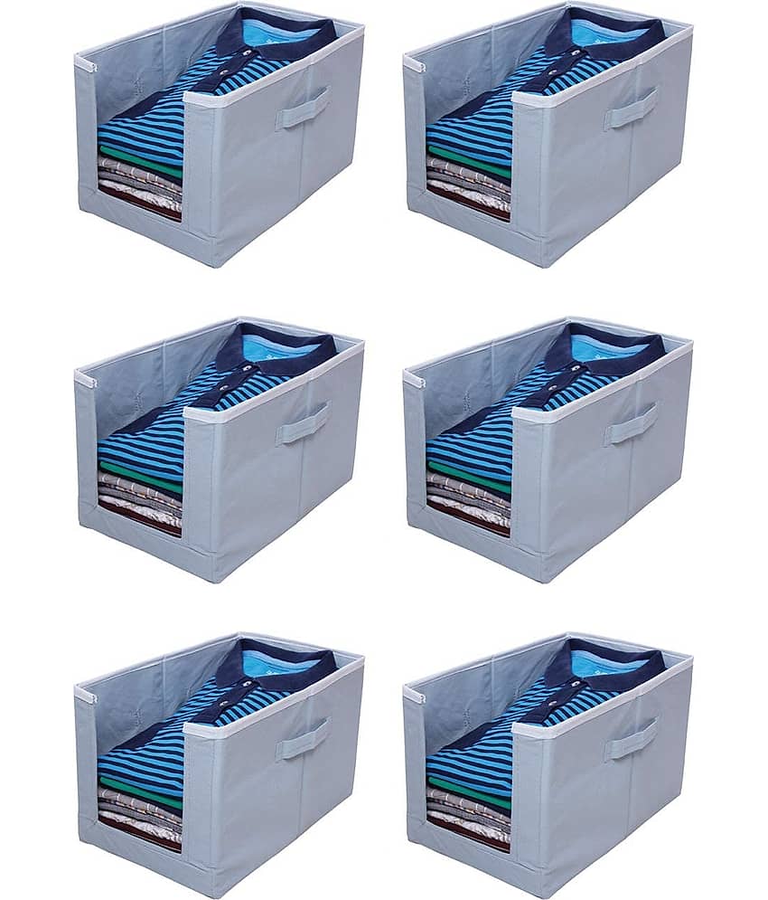 SH. NASIMA Non Woven Fabric Wardrobe Organizer (Grey) - Pack of 6