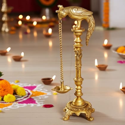 Brass Table Decor Parrot Deepak (BSMAS385)