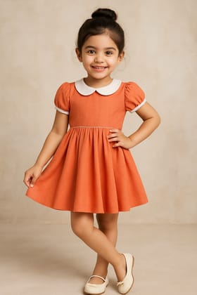 Pure Cotton Slub Tangarine Dress-0-3 months