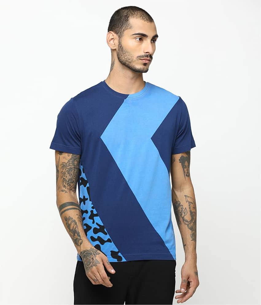 Huetrap Pack of 1 Cotton Regular Fit Men's T-Shirt ( Blue )