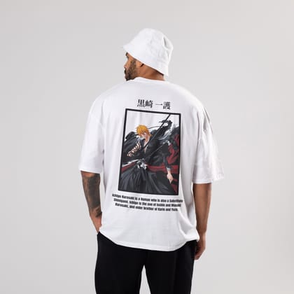 Bleach Ichigo Kurosaki Oversized T-Shirt-S / White / 240 GSM (100% Cotton)