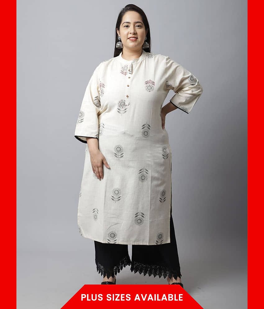 Rajnandini - White 100% Cotton Women's Straight Kurti ( Pack of 1 )